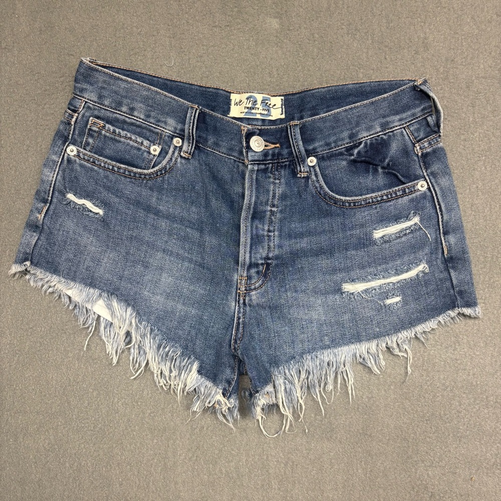 We The Free Indigo Denim Raw Hem Pants Sz 25